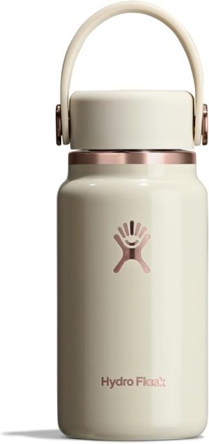 Hydro Flask Micro Bottle - Leak Proof Purse or Pocket Flask - Insulated Mini Water Bottle 6.7 Oz Linen Rose Gold