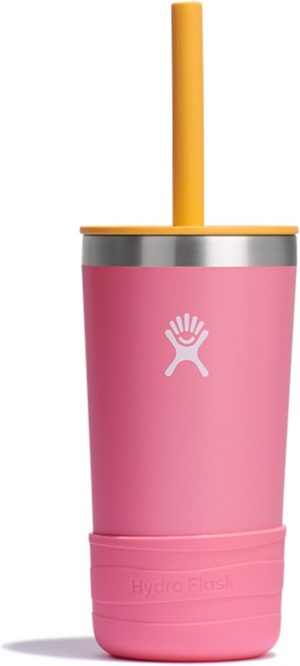 Hydro Flask Kids 12 Oz Tumbler with Lid and Straw for School - Insulated Stainless Steel in Dahlia Pink