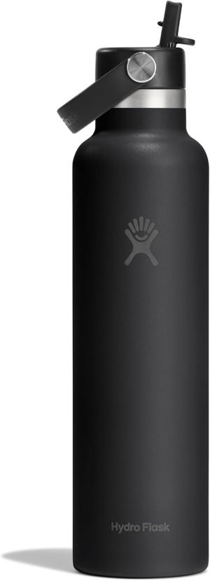 Hydro Flask Water Bottle - Insulated Stainless Steel - Straw Lid. Non Spill. Leakproof in 24 Oz Tonal Black