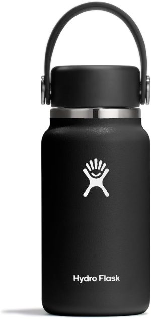Hydro Flask Micro Bottle - Leak Proof Purse or Pocket Flask - Insulated Mini Water Bottle 6.7 Oz Black