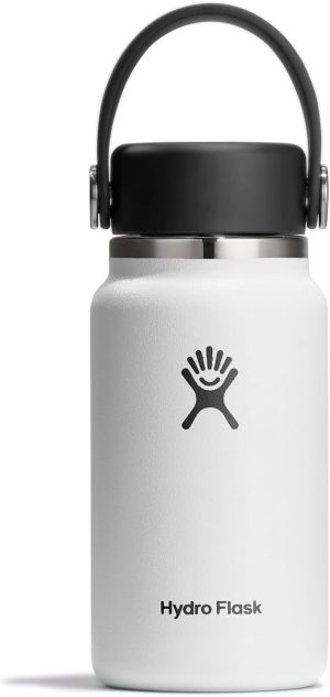 Hydro Flask Micro Bottle - Leak Proof Purse or Pocket Flask - Insulated Mini Water Bottle 6.7 Oz White