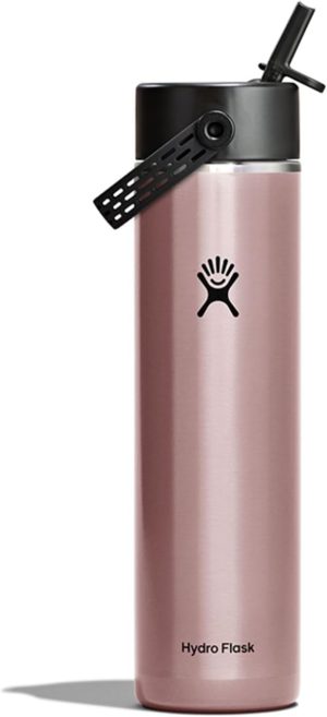 Hydro Flask 24 Oz Lightweight Wide Straw Lid - Insulated Stainless Steel Water Bottle - Hiking. Commuting Quartz