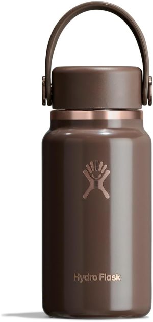 Hydro Flask Micro Bottle - Leak Proof Purse or Pocket Flask - Insulated Mini Water Bottle 6.7 Oz Chocolate Rose Gold