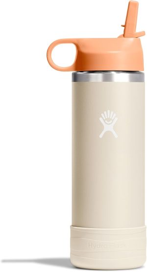 Hydro Flask Kids Water Bottle for School - Stainless Steel and Insulated with Straw Cap - 18 Oz Coconut