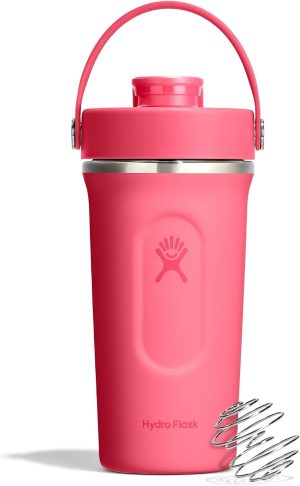 Hydro Flask Shaker Bottle – Insulated Stainless Steel Gym Bottle for Pre Workout & Protein 24 Oz Popstar Pink