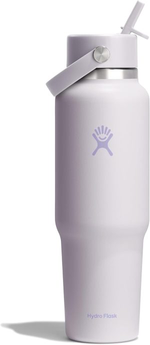 Hydro Flask Travel Water Bottle - Insulated Stainless Steel - Wide Straw Lid. Non Spill. Leakproof in 40 Oz Cloud Pink