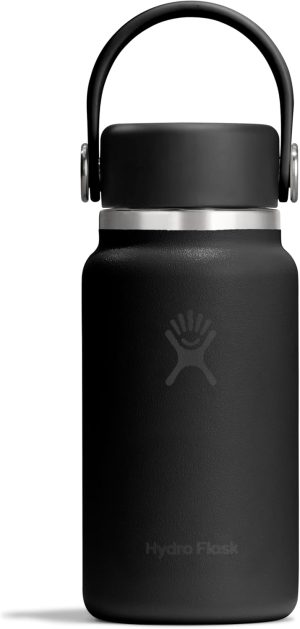 Hydro Flask Micro Bottle - Insulated Mini Leak Proof Flask for Purse or Pocket in 6.7 Oz Tonal Black