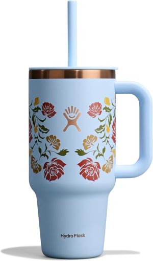 Hydro Flask 32 Oz Travel Tumbler with Handle. Lid and Straw - Insulated Stainless Steel in Western Light Blue