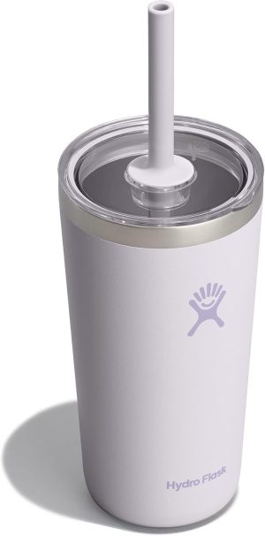 Hydro Flask All Around Tumbler Clear Straw Lid. Insulated Travel Mug. Insulated Coffee Cup 20 Oz Cloud Pink