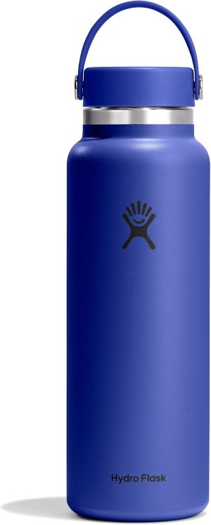 Hydro Flask Water Bottle - Insulated Stainless Steel - Wide Mouth Flex Lid. Non Spill. Leakproof and Refillable in 40 Oz Capri Blue